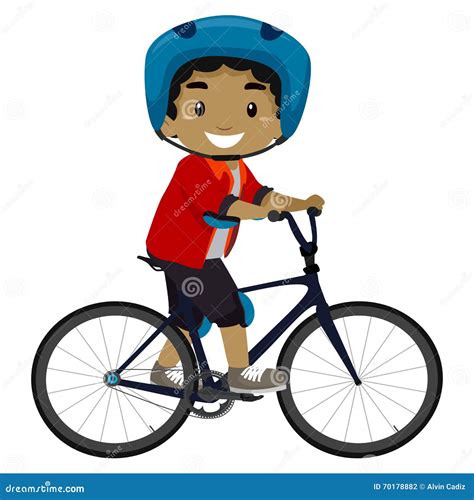 Boy riding a Bicycle stock vector. Image of rider, child - 70178882