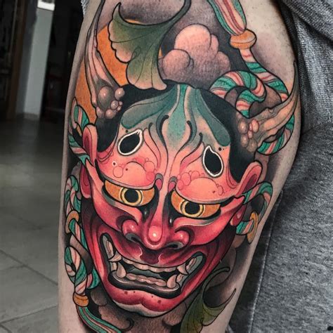 hannya mask tattoo chest - Ena Walston