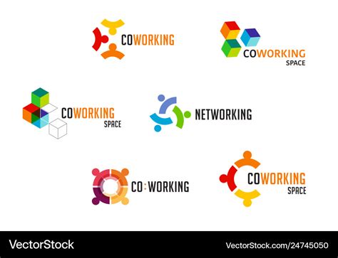 Coworking space networking zone logo and icons Vector Image