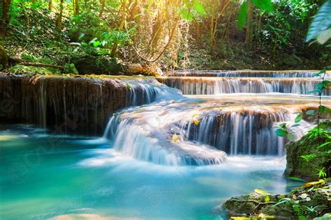 Waterfall in deep rain forest jungle - stock photo 2384031 | Crushpixel