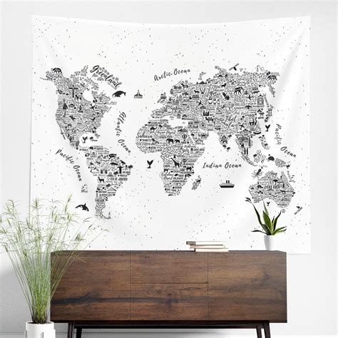 World Map Tapestry Wall Hanging Art Decor - Etsy