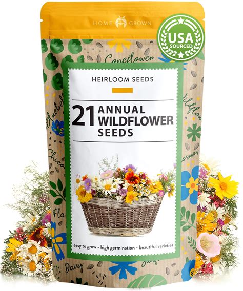 Buy HOME GROWN 112,000+ Wildflower : Bulk Mix of 21 Varieties, Non-GMO Wild Flower Seed | Bee ...