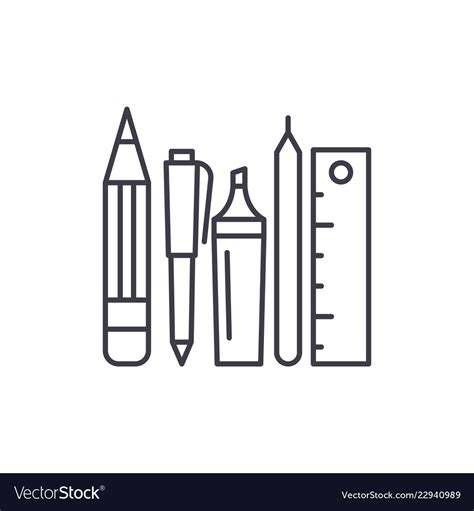 School tools line icon concept school tools Vector Image