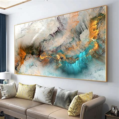 Light Gray Blue Yellow Cloud Abstract Canvas Frames - Canvas Painting ...