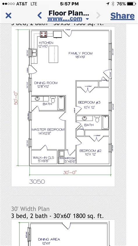 30x50 floor plan | Pole barn house plans, Floor plans, Pole barn homes