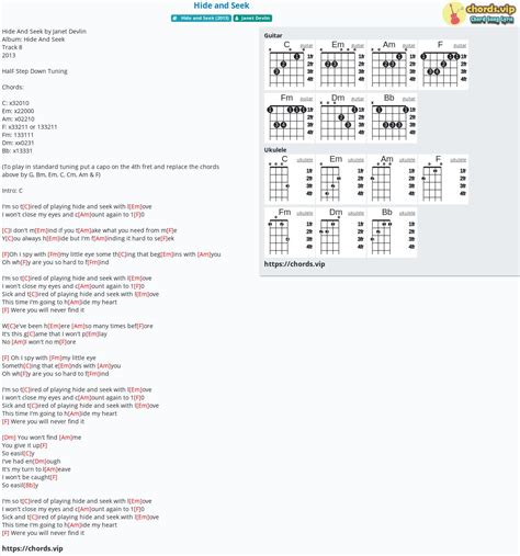 Chord: Hide and Seek - Janet Devlin - tab, song lyric, sheet, guitar ...