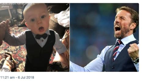 Finley, 7 months, joins Gareth Southgate in waistcoat celebrations | ITV News Meridian