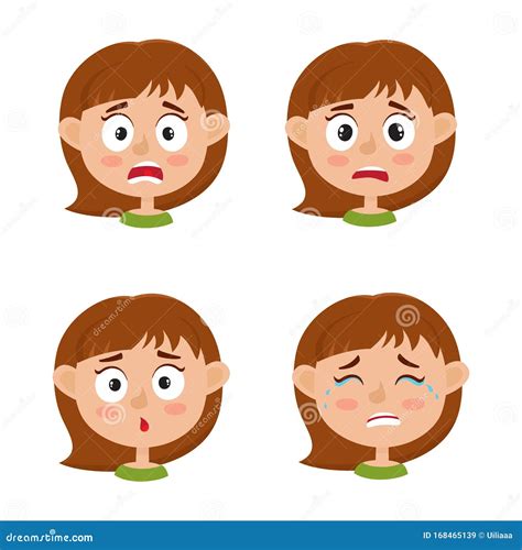 Expression Peur Du Visage De Cette Petite Fille, Jeu D'illustrations De Vecteur De Dessin ...