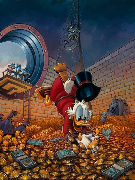 Rodel Gonzalez Diving in Gold From Scrooge McDuck Gallery Wrapped Giclee On Canvas Disney Fine Art