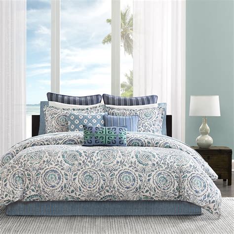 Cal King Size New Kamala Comforter Set Cotton, Silk Blue Echo Design ...