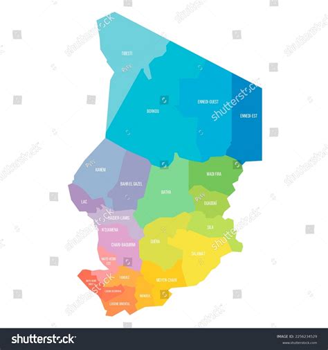 Chad Political Map Administrative Divisions Stock Vector (Royalty Free ...