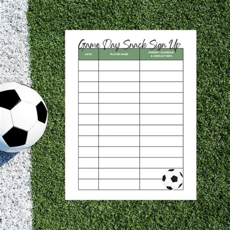 Soccer Snack Sign Up - Etsy