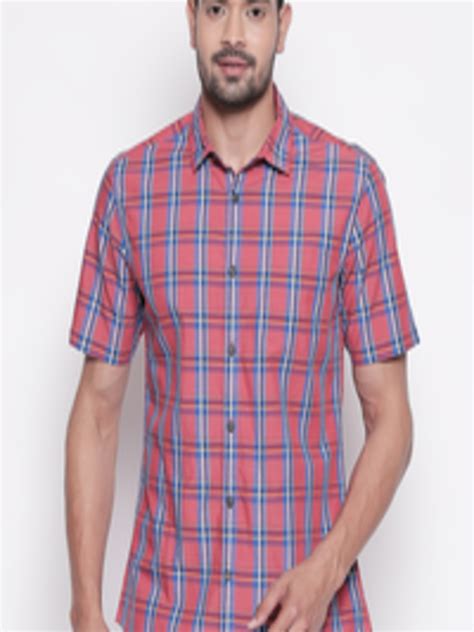 Buy BYFORD By Pantaloons Men Red Regular Fit Checked Casual Shirt ...