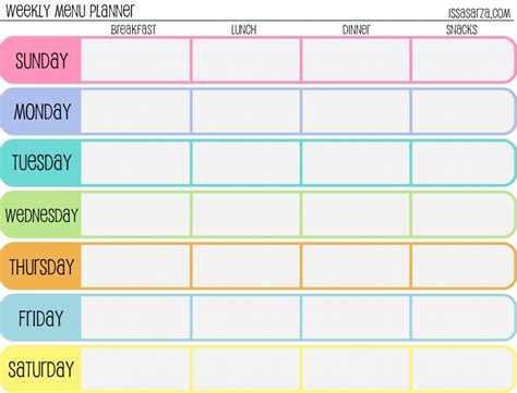 5 Best Images of Printable Weekly Food Chart - Free Printable Daily ...