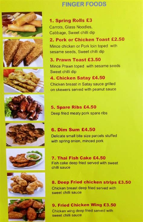 Menu at High Joy's Thai Takeaway restaurant, Accrington