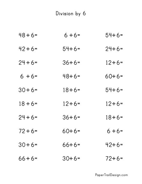 Division Worksheets for Division Facts 1-12 - Paper Trail Design