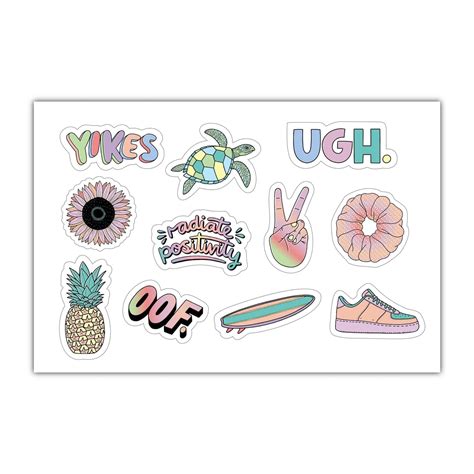 Aesthetic Stickers Mini Sticker Sheet SMALL miniature 1" x 1" Water Bo ...