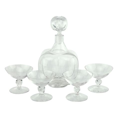 Mid Century Vintage Orrefors Decanter & Cordial Glass Set, The Hour