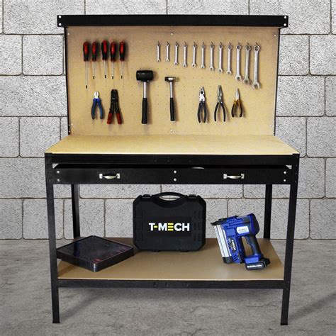 Buy Garage Workbench With Pegboard Drawer Heavy Duty Bench Steel Tool Storage Station Unit With ...