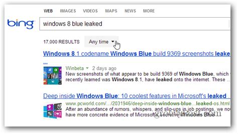 Bing Tip: Show Time Specific Search Results
