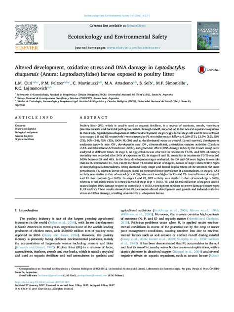 (PDF) Ecotoxicology and Environmental Safety | Rafael Lajmanovich ...