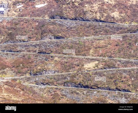 Mountain pass road over the Vikafjell, between Hardanger and the ...