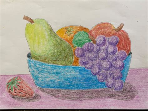 Beginner Still Life Drawing Fruit : How to draw a bowl of fruits step by step.