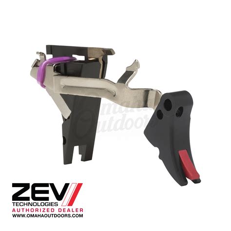 ZEV Fulcrum Adjustable Trigger Kit For Glock 17 / 19 Gen 4 Black / Red - Omaha Outdoors