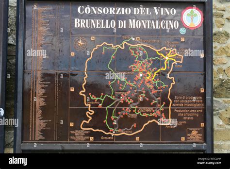 Montalcino touristic info map. Tuscany, Italy Stock Photo - Alamy