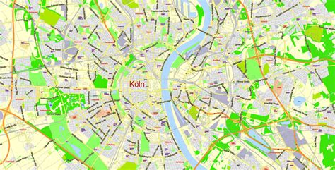 Cologne Köln + Bonn PDF Printable Vector Map, Germany, G-View level 13 ...