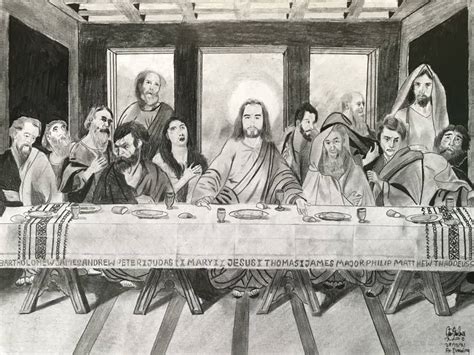 The Last Supper- Jesus- 27x37.8cm Original Pencil unframed drawing ...