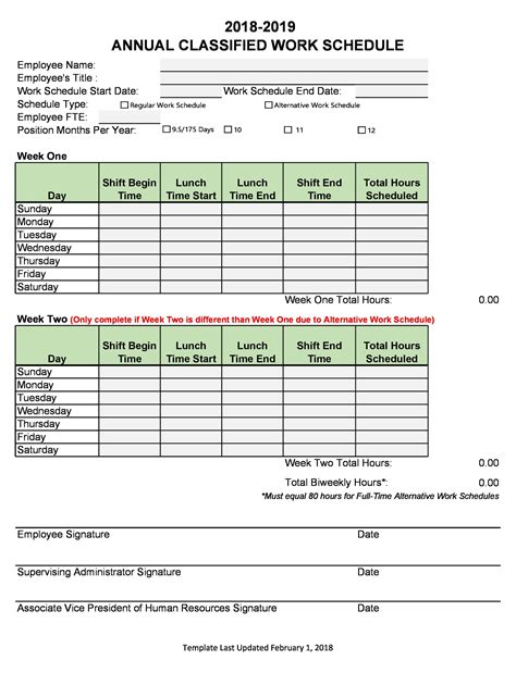 First Day Of Work Schedule Template - Printable Form, Templates and Letter