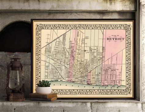 Detroit map - Vintage map of Detroit - Antique map archival reproduction