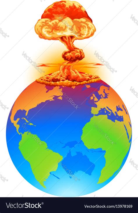 Explosion earth disaster concept Royalty Free Vector Image