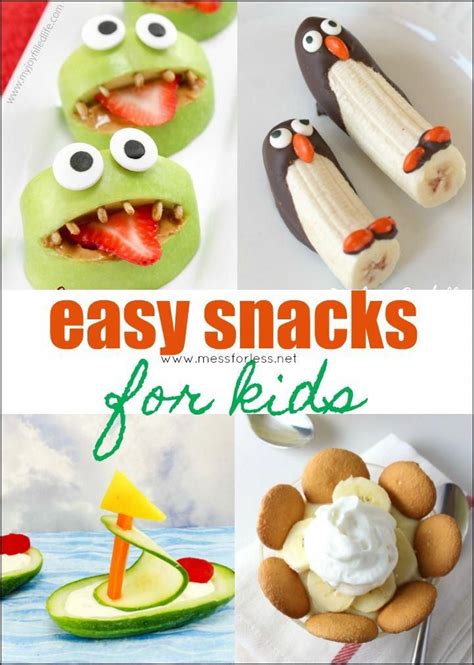 Here are some fun snack ideas for the kids that are easy to prepare. It doesn't take much to ...