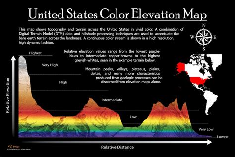 USA Color Elevation Map - Etsy