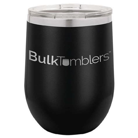 12 oz Wine Tumbler w Lid Logo Laser Engraved Insulated Stainless Steel ...