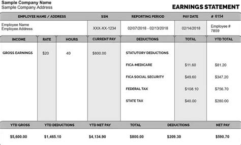 Free Pay Stub Template with Calculator | No Watermark | Download Sample