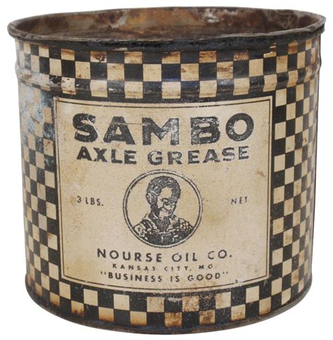 Petroliana & Black Americana, Sambo Axle Grease 3 lb. tin, mfgd by Nourse Oil Co.-Kansas City, MO, S