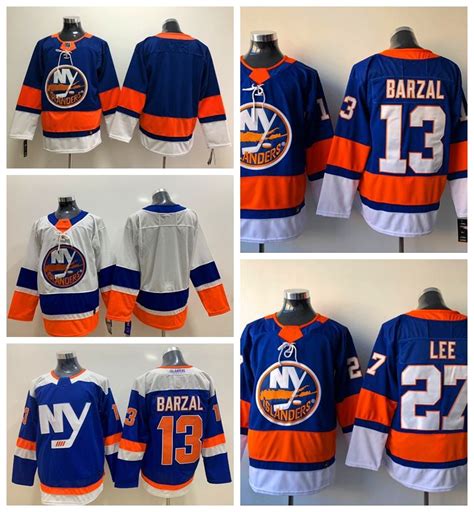 2021 Stitched 2019 New York Islanders Jerseys 13 Mathew Barzal Jersey 27 Anders Lee 22 Mike ...