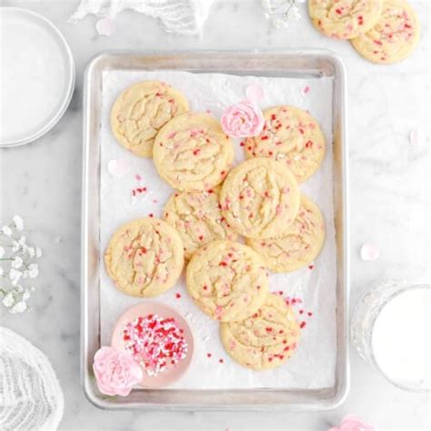 Soft and Chewy Valentine's Sprinkle Sugar Cookies - Bakers Table