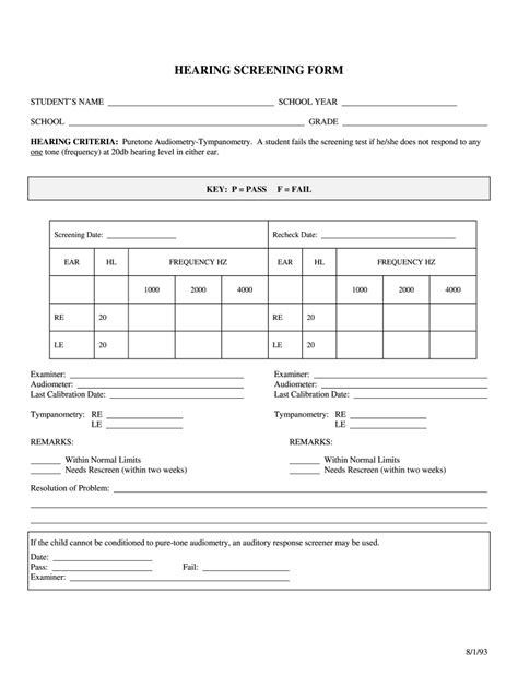 Hearing Screening Form - Fill Online, Printable, Fillable, Blank ...