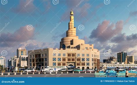 Al Fanar Mosque, Also Known As the Spiral Mosque Under Dramatic Clouds, in Doha, Qatar Editorial ...