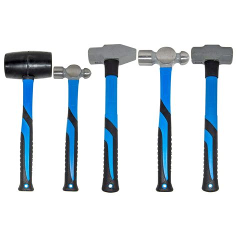 5 Piece Heavy Duty Hammer Set - Includes 32oz Rubber Mallet, 3lb Sledge Hammer, 3lb Cross Pein ...