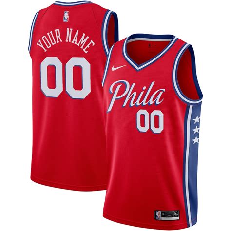 Men's Nike Red Philadelphia 76ers Swingman Custom Jersey - Statement ...