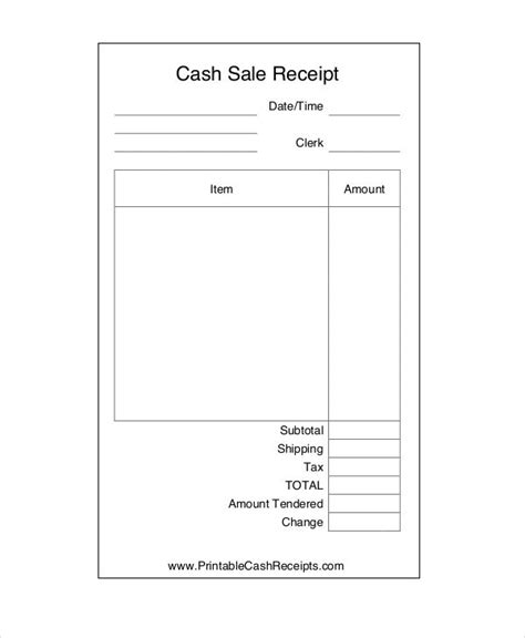 Cash Sales Receipt Template , Cash Receipt Template to Use and Its Purposes , The free cash ...