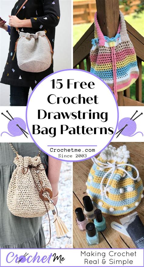 15 Free Crochet Drawstring Bag Patterns - Crochet Me