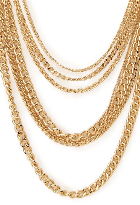 Forever 21 Signature Multi-Layered Chain Necklace in Gold | Lyst