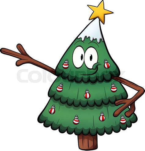 Cute Christmas Tree Character. Vector clip art illustration with simple ...