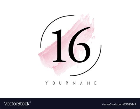 Number 16 watercolor stroke logo design Royalty Free Vector